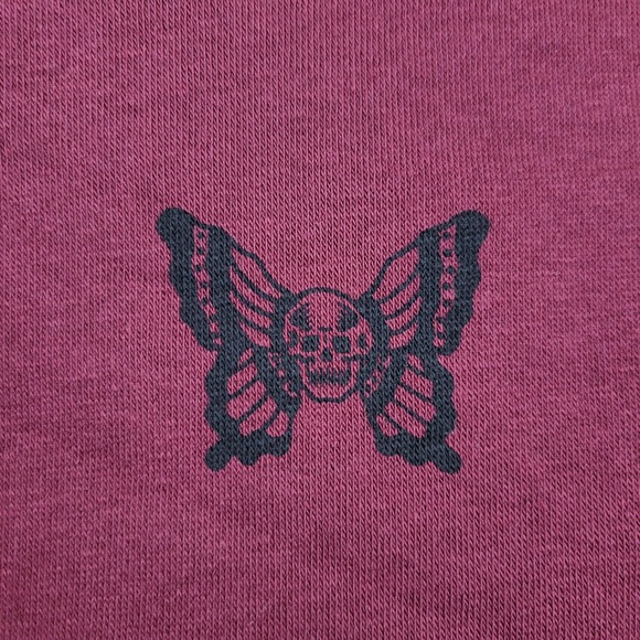 Lurking Class Hoodie Womens Medium Butterfly Skull Crop Lace Up Pullover - Picture 9 of 9